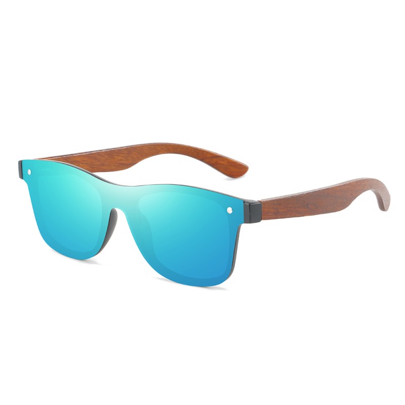New Men's Bamboo Wood Legs PC Frame HD Polarized Sunglasses Travel Driving Fishing Sports One-piece Full Lens Sunglasses Shades
