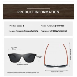 New Men's Bamboo Wood Legs PC Frame HD Polarized Sunglasses Travel Driving Fishing Sports One-piece Full Lens Sunglasses Shades