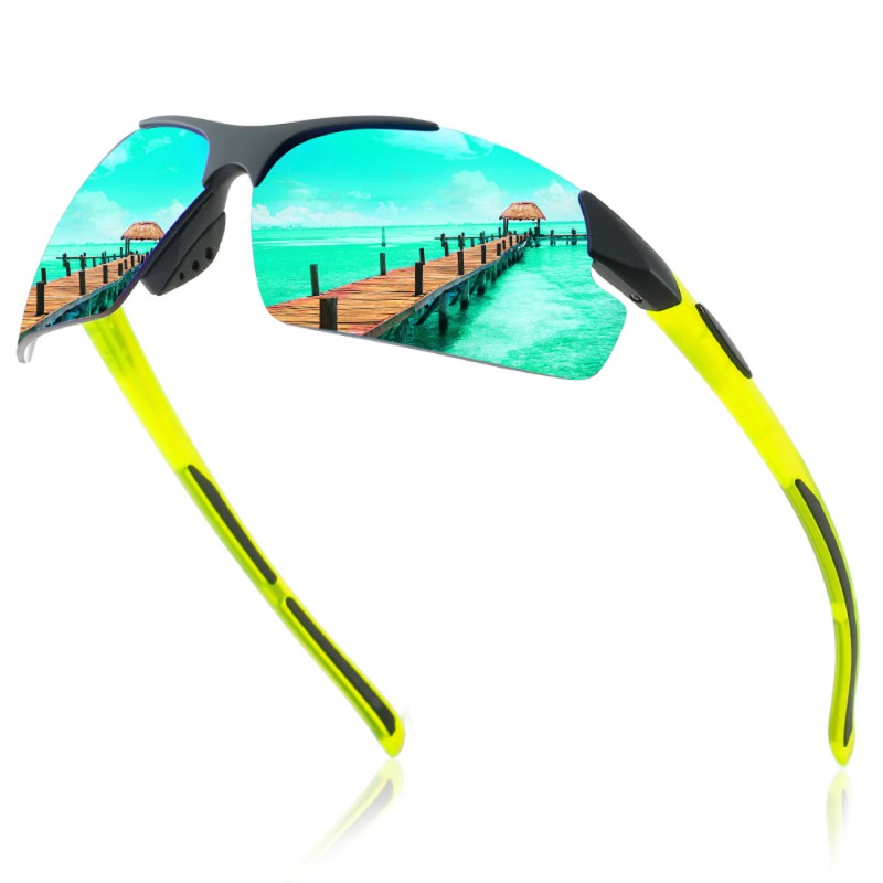 Men's Frameless HD Polarized Anti-UV Sunglasses Fishing Riding Driving Sports Glasses Windproof Special-shaped Women's Shades