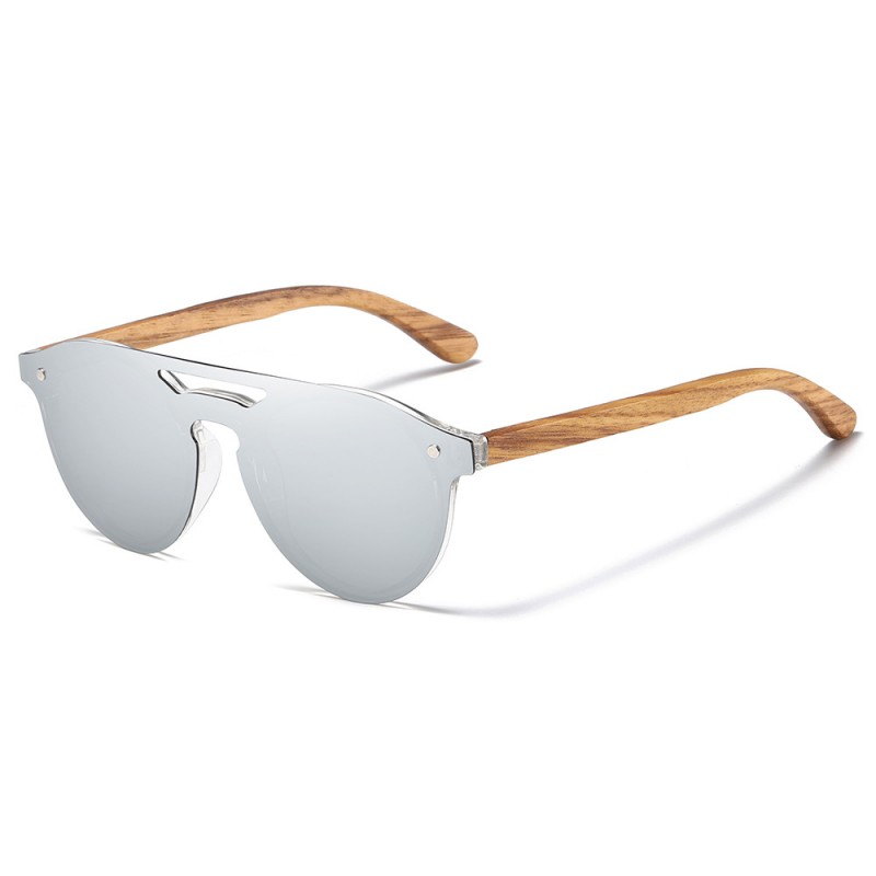 Bamboo Wooden Legs PC Frame One-piece Full Lens HD Polarized Sunglasses Colorful Unisex Anti-UV Best Running Fishing Sunglasses
