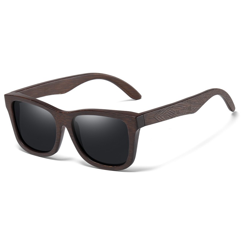 High-end Print Bamboo Wood Frame Legs Retro Unisex HD Polarized Sunglasses UV Protection Best Running Fishing Square Sunglasses