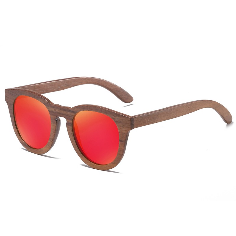 High-end Unisex Walnut Wood Frame Legs Simple Generous HD Polarized Sunglasses Anti-UV Round Len Best Running Fishing Sunglasses