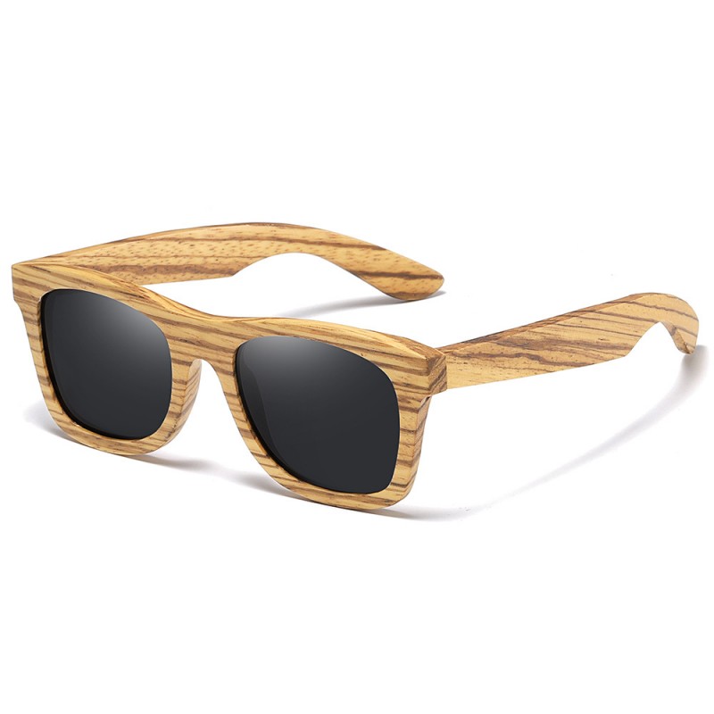 Natural Material Bamboo Wood Frame Leg High-end Unisex HD Polarized Sunglasses Anti-UV Running Fishing Square Sunglasses for Men