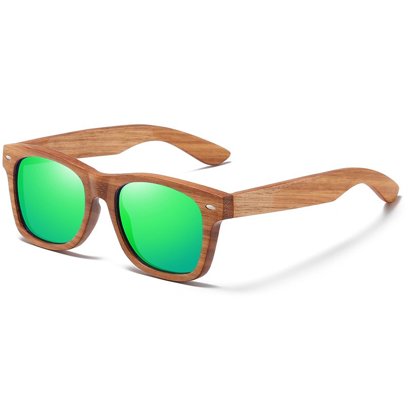 Natural Material Bamboo Wood Frame Legs High-end Unisex HD Polarized Sunglasses Anti-UV Men Cycling Fishing Square Sunglasses