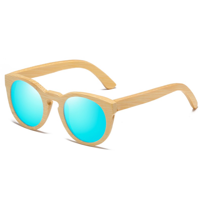 Natural Material Bamboo Wood Frame Legs Unisex HD Polarized Sunglasses Youth Anti-UV Round Lens Best Fishing Running Sunglasses