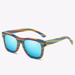 Multi-layer Colorful Bamboo Wood Frame Unisex HD Polarized Sunglasses Handmade Anti-UV Men Best Fishing Sport Stylish Sunglasses