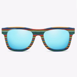 Multi-layer Colorful Bamboo Wood Frame Unisex HD Polarized Sunglasses Handmade Anti-UV Men Best Fishing Sport Stylish Sunglasses