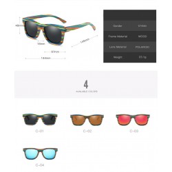 Multi-layer Colorful Bamboo Wood Frame Unisex HD Polarized Sunglasses Handmade Anti-UV Men Best Fishing Sport Stylish Sunglasses