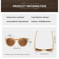 Natural Material Bamboo Wood Frame Legs Unisex HD Polarized Sunglasses Youth Anti-UV Round Lens Best Fishing Running Sunglasses