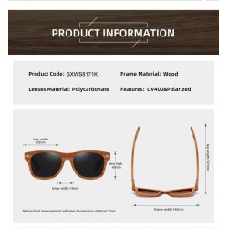 Natural Material Bamboo Wood Frame Legs High-end Unisex HD Polarized Sunglasses Anti-UV Men Cycling Fishing Square Sunglasses