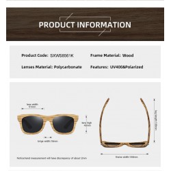 Natural Material Bamboo Wood Frame Leg High-end Unisex HD Polarized Sunglasses Anti-UV Running Fishing Square Sunglasses for Men