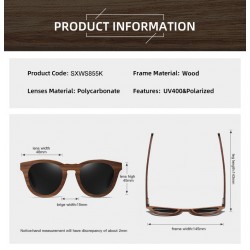 High-end Unisex Walnut Wood Frame Legs Simple Generous HD Polarized Sunglasses Anti-UV Round Len Best Running Fishing Sunglasses