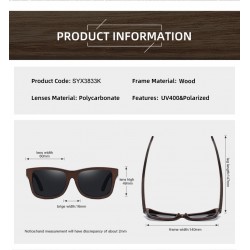 High-end Print Bamboo Wood Frame Legs Retro Unisex HD Polarized Sunglasses UV Protection Best Running Fishing Square Sunglasses