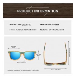Bamboo Wood Frame Wooden Legs HD Polarized Sunglasses Comfortable Nose Pads Unisex UV Protection Best Running Fishing Sunglasses