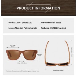 Bamboo Wood Frame Unisex HD Polarized Sunglasses Retro Lightweight Handmade Anti-UV Best Fishing Sport Square Sunglasses for Men