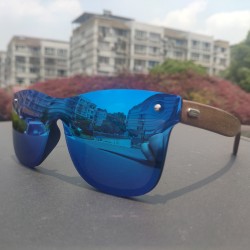 One-piece Lens Wood Leg PC Frame UV400 Protection Men HD Polarized Sunglasses Unisex Fishing Sport Eyewear Popular Women Glasses