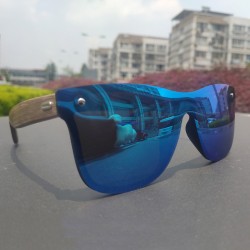 One Piece Lens Wood Leg PC Frame UV400 Protection Men Sunglasses Popular HD Polarized Sunglasses Glasses Goggle Cool Shades