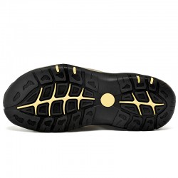 Hot Genuine Leather Canvas Summer Large Size Magic Sticker Non-slip Sandals for Men Cool Comfortable Rubber Sole Beach Sandals
