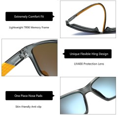 Unisex 100% UV400 Protection Lightweight Square Men HD Polarized Fishing Sunglasses Driving Sport Glasses Stylish Women Goggle