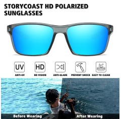 Unisex 100% UV400 Protection Lightweight Square Men HD Polarized Fishing Sunglasses Driving Sport Glasses Stylish Women Goggle