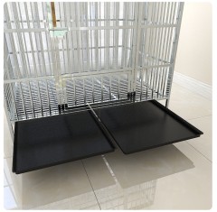 Heavy Duty Stainless Steel Indestructible Dog Kennel Indoor 2-Doors Pet Crate Cage with Lockable Wheels for Medium to Large Dogs