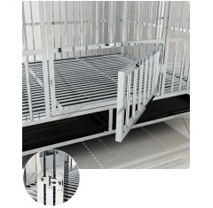 Heavy Duty Stainless Steel Indestructible Dog Kennel Indoor 2-Doors Pet Crate Cage with Lockable Wheels for Medium to Large Dogs