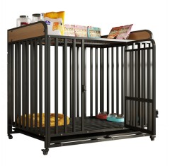 Heavy Duty Indestructible Dog Crates Escape Proof Cage with Storage Rack/Lockable Wheels/Removable Tray for Medium to Large Dogs