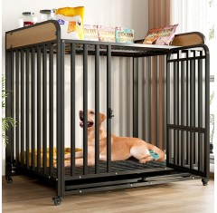Heavy Duty Indestructible Dog Crates Escape Proof Cage with Storage Rack/Lockable Wheels/Removable Tray for Medium to Large Dogs