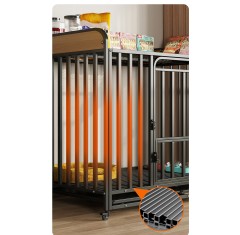Heavy Duty Indestructible Dog Crates Escape Proof Cage with Storage Rack/Lockable Wheels/Removable Tray for Medium to Large Dogs