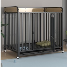 Heavy Duty Indestructible Dog Crates Escape Proof Cage with Storage Rack/Lockable Wheels/Removable Tray for Medium to Large Dogs