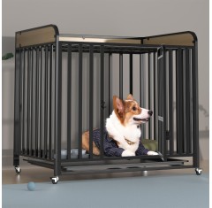 Heavy Duty Indestructible Dog Crates Escape Proof Cage with Storage Rack/Lockable Wheels/Removable Tray for Medium to Large Dogs