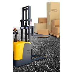 3300lbs to 4400lbs 63" to 197" Full Electric Fixed Legs Stand Up Rider Pallet Stacker with Adjustable Forks