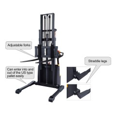 3300lbs 79" to 220" Fully Electric Straddle Legs Walkie Pallet Stacker with Adjustable Forks