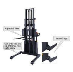 4400lbs 79" to 118" Fully Electric Straddle Legs Walkie Pallet Stacker with Adjustable Forks