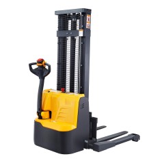 6600lbs 98" Fully Electric Straddle Legs Walkie Pallet Stacker with Adjustable Forks