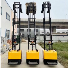 3300lbs to 4400lbs 63" to 138" Full Electric Fixed Legs Stand Up Rider Pallet Stacker with Adjustable Forks