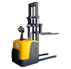 3300lbs to 4400lbs 63" to 197" Full Electric Fixed Legs Stand Up Rider Pallet Stacker with Adjustable Forks
