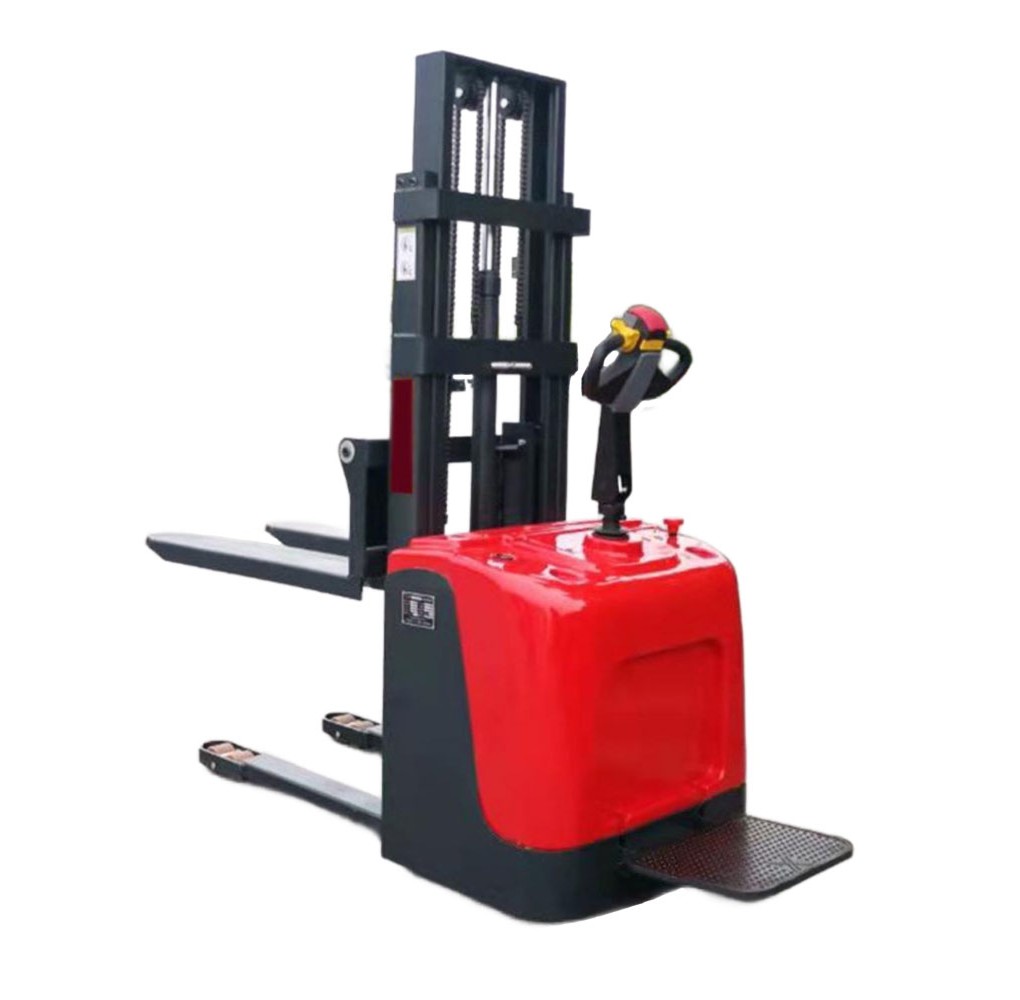 3300lbs to 4400lbs 63" to 197" Full Electric Fixed Legs Stand Up Rider Pallet Stacker with Adjustable Forks