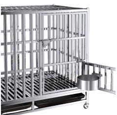 Heavy Duty Extra Large Stainless Steel Dog Crate Indoor Pet Kennel Cage with Wheels Tray Detachable Divider for One or Two Dogs