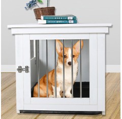 Stainless Steel Wood Dog Crate Furniture Heavy Duty Indoor Kennel End Table Pet Cage for Small and Medium Dogs