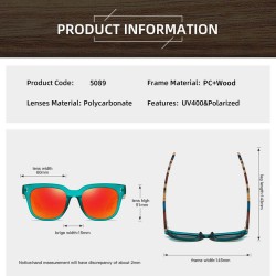 Unisex Colorful Bamboo Wood Legs Anti-UV HD Polarized Stylish Sunglasses for Men PC Frame Resin Lens Fishing Sports Sunglasses