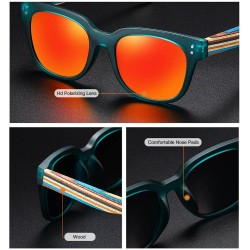 Unisex Colorful Bamboo Wood Legs Anti-UV HD Polarized Stylish Sunglasses for Men PC Frame Resin Lens Fishing Sports Sunglasses